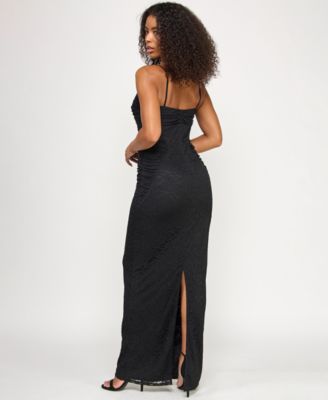 Juniors' Front Twist Bandeau Bodice Gown