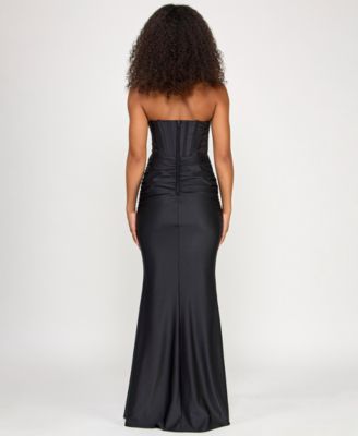Juniors' Power Stretch Strapless Gown