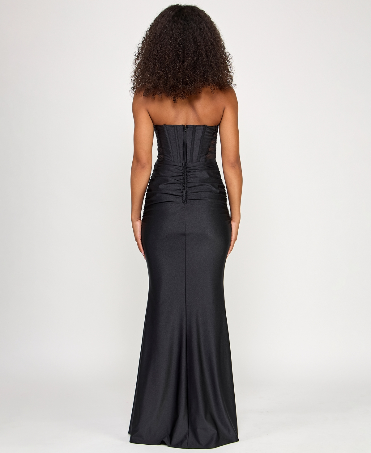 Seni & Cade Juniors' Power Stretch Strapless Gown In Black