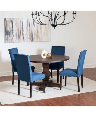 Fordsville 5-Pc Dining Set, Pedestal Round Table with 4 Stylish Chairs, Blue