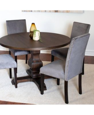 Fordsville 5-Pc Dining Set, Pedestal Round Table with 4 Stylish Chairs, Gray