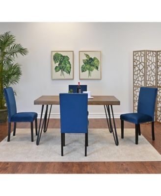 Ashzo 5-Pc Dining Set, Hairpin Dining Table with 4 Chairs, Blue