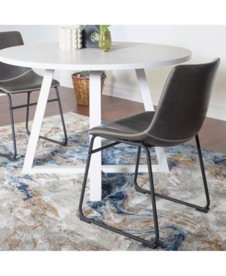 Varna 3-Pc Round Dining Set, Trestle Dining Table with 2 Chairs, Antique Gray