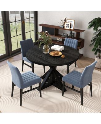 Walton 5-Piece Round Cross-Buck Table with 4 Side Chairs