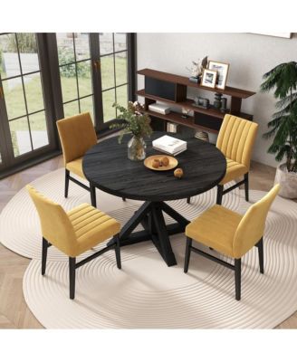 Walton 5-Piece Round Dining Set, Cross-Buck Table
