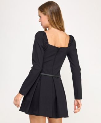 Juniors' Long Sleeve Square Neck Dress