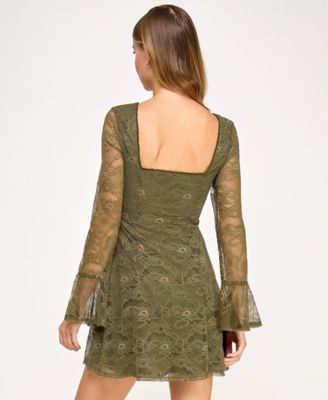 Juniors' Long Sleeve Fit and Flare Dress