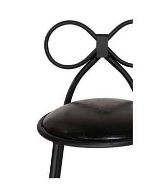 Set Of 1 Metal Kids Bow Chair With Black Vinyl Seat Cushion