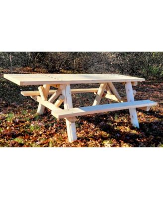 6' ADA Log Picnic Table  Attached Benches