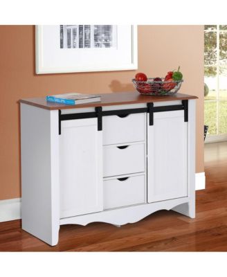 Countryside Barn Door Buffet with Two Sliding Barn Doors and Three Drawers