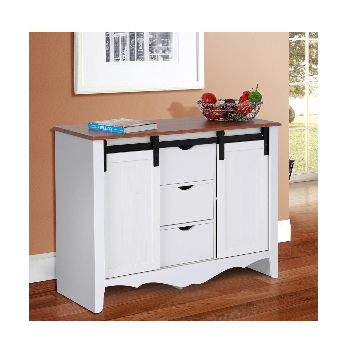 American Furniture Classics Countryside Barn Door Buffet with Two Sliding Barn Doors and Three Drawers