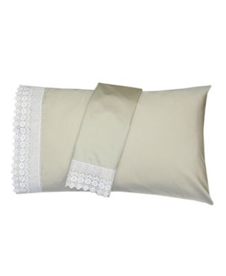 Embellished 4-Inch Lace Trim Pillowcases (Pair) Luxury 608 Thread Count - USA, Standard
