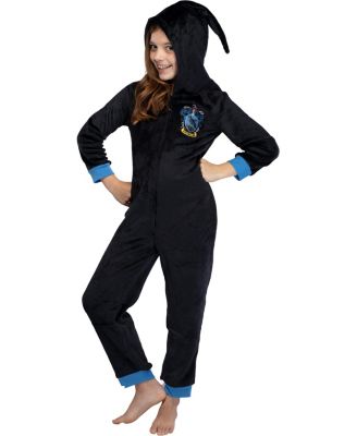 Hogwarts Houses Crest Girls' Hooded Pajama Kids Union Suit Loungewear