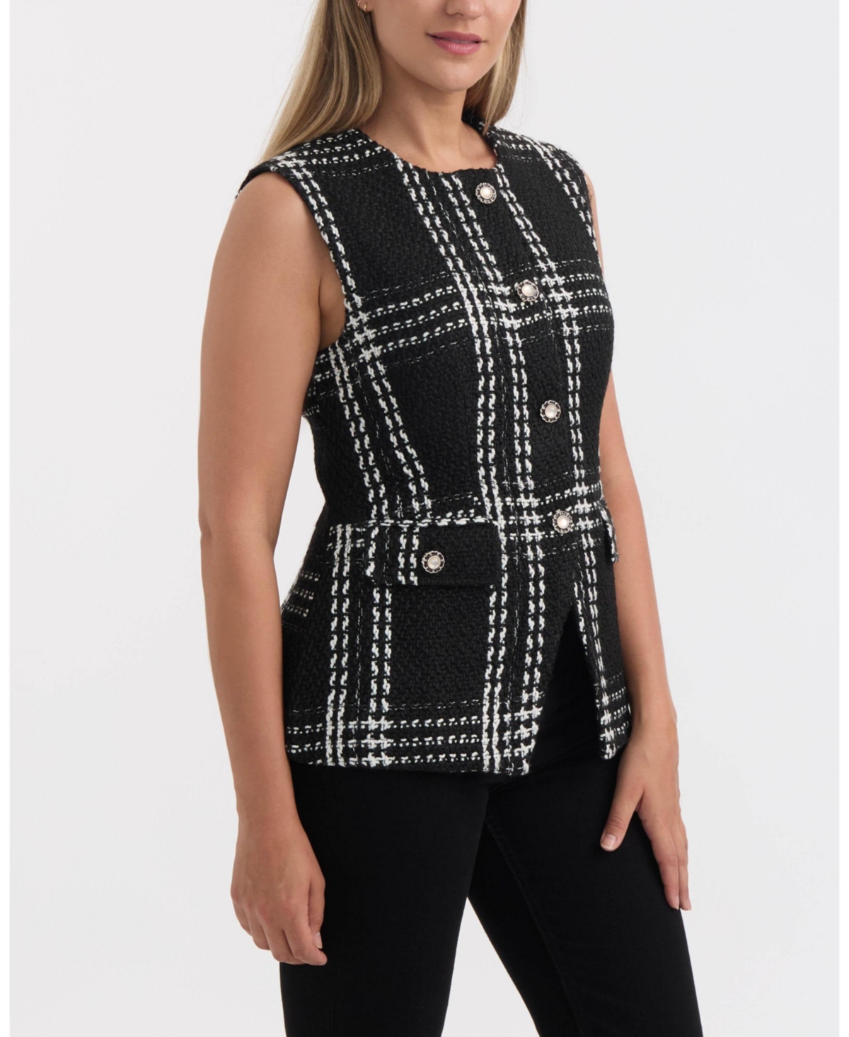 Ellen Tracy Women's Long Fitted Vest With Pockets In Black