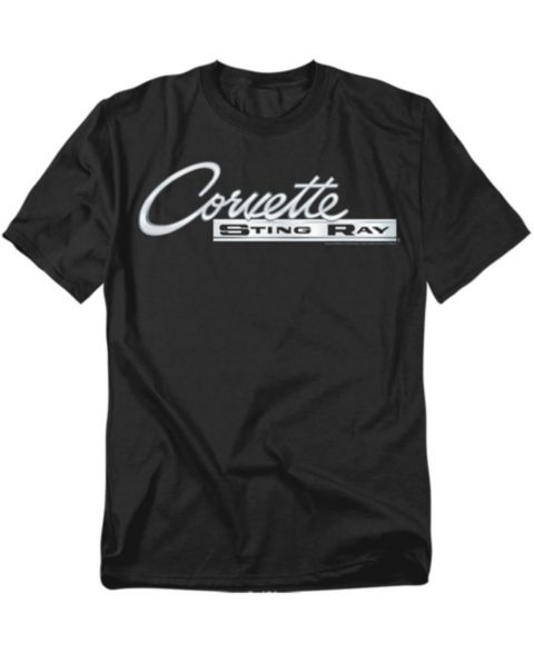 Мужская футболка Corvette Big & Tall Chevrolet Chrome Stingray Logo, цвет: Чёрный