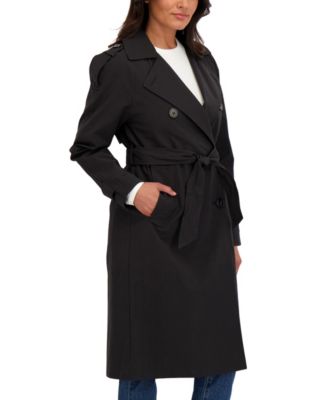 Women's Belted Double Breasted Long Trench Coat