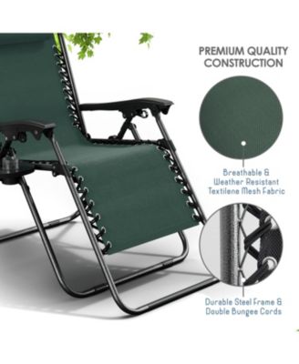 Outdoor Patio Zero Gravity Chair - Reclining Lounge Chair with Pillow & Cup Holders