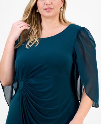 Plus Size Chiffon-Sleeve Sheath Dress