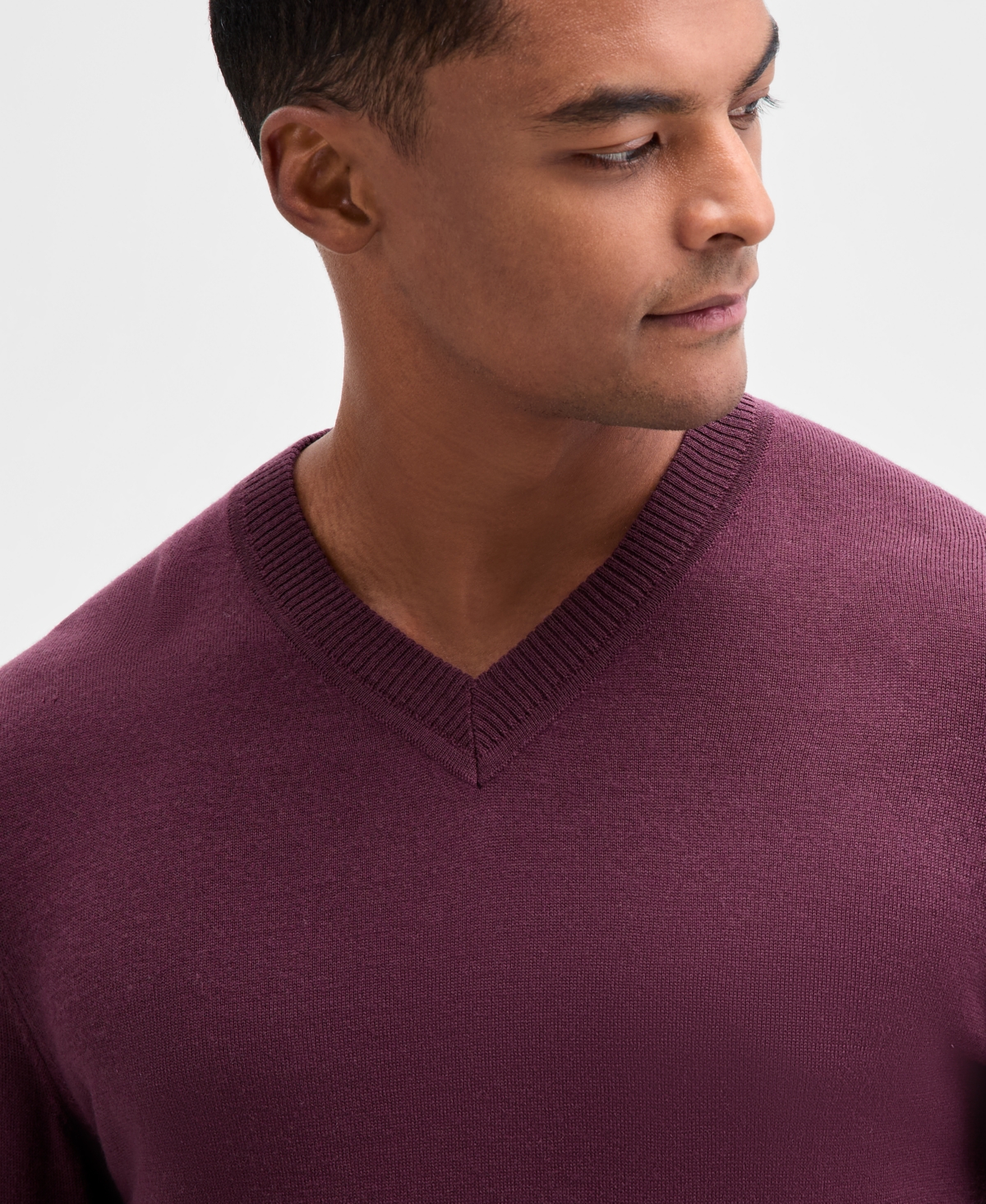 Alfani Men's Long-sleeve V-neck Merino Sweater, Created For Macy's In Burgundy