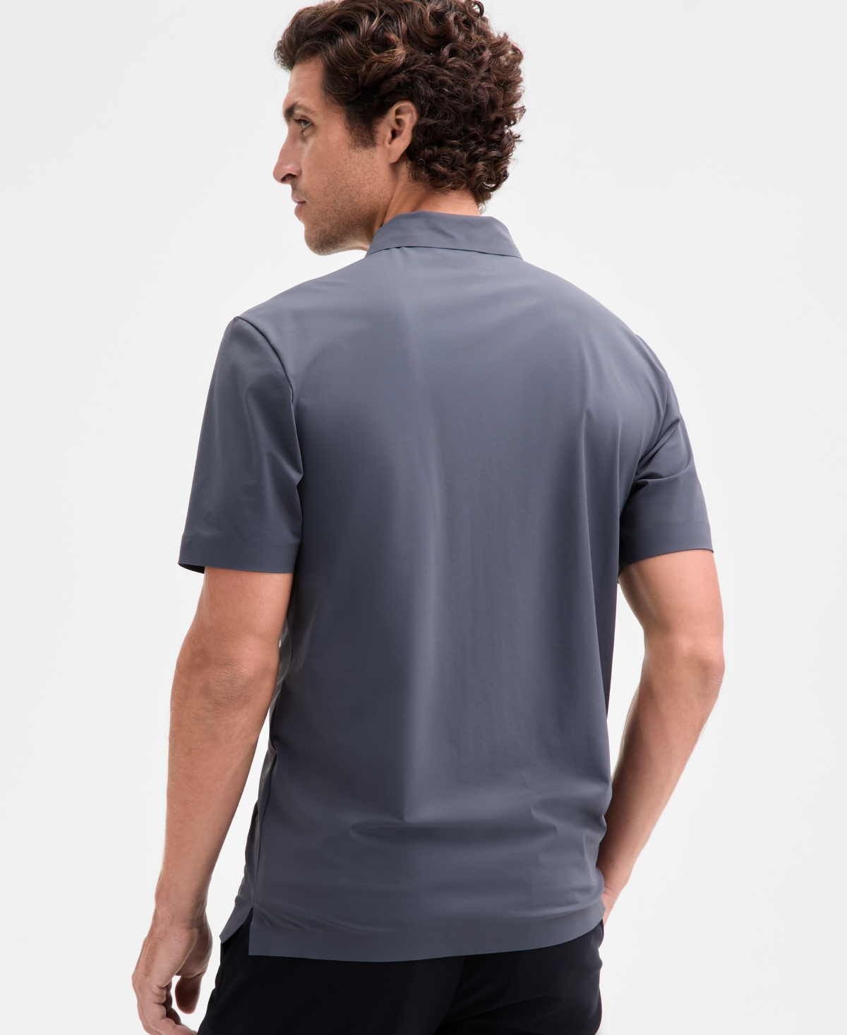Alfani Men's Laser Cut Short Sleeve Performance Polo Shirt, Exclusively At Macy's In Blue