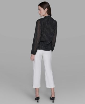 Women's Clip-Dot Ruffled Blouse Top