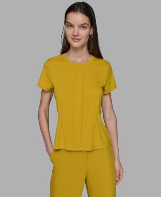 KARL LAGERFELD PARIS - Women's Pleated Short-Sleeve Knit Top