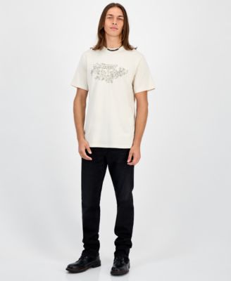 Men's Short Sleeve Crewneck Embroidered Triangle Logo T-Shirt