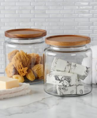2-Pc. Montana Glass Jar Set With Acacia Lid