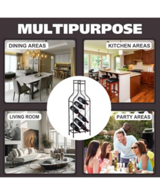 - 12 Bottles Freestanding Floor Metal Wine Rack Wine Bottle Holders Stands for Home with Bottle Shape Bar Stand for Liquor, Pewter