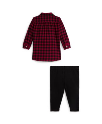 Baby Boys' and Girls' Plaid Twill Shirt and Jersey Legging, 2-Piece Set