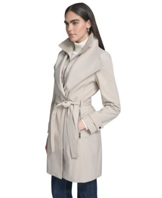 Petite Belted Long-Sleeve Wrap Coat