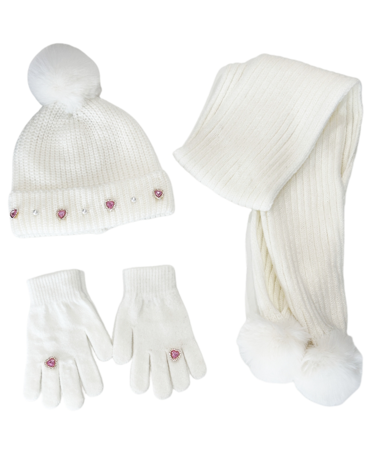 Inmocean Baby Boys And Girls 3-piece Hat, Gloves, And Scarf Set In White