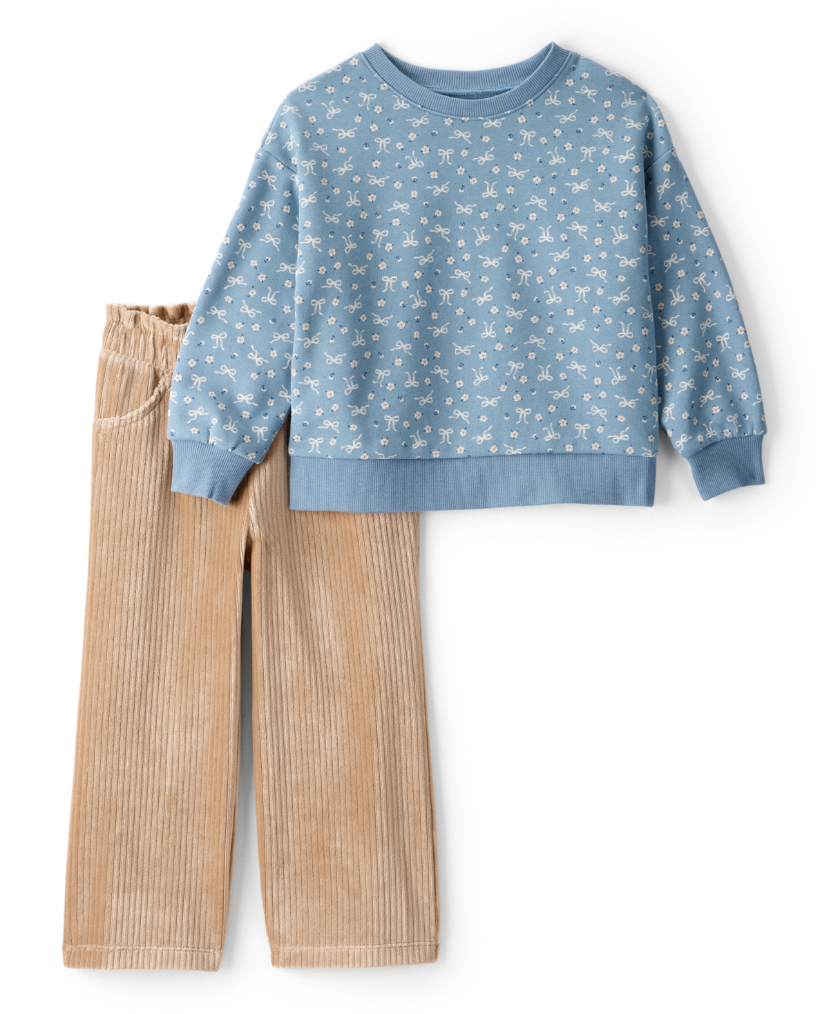 Carter's Toddler Girls Crewneck Top And Corduroy Wide Leg Pant, 2-piece Set In Multi