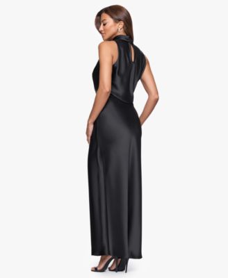 Women's Halter Neck Cutout Sleeveless Satin Dress