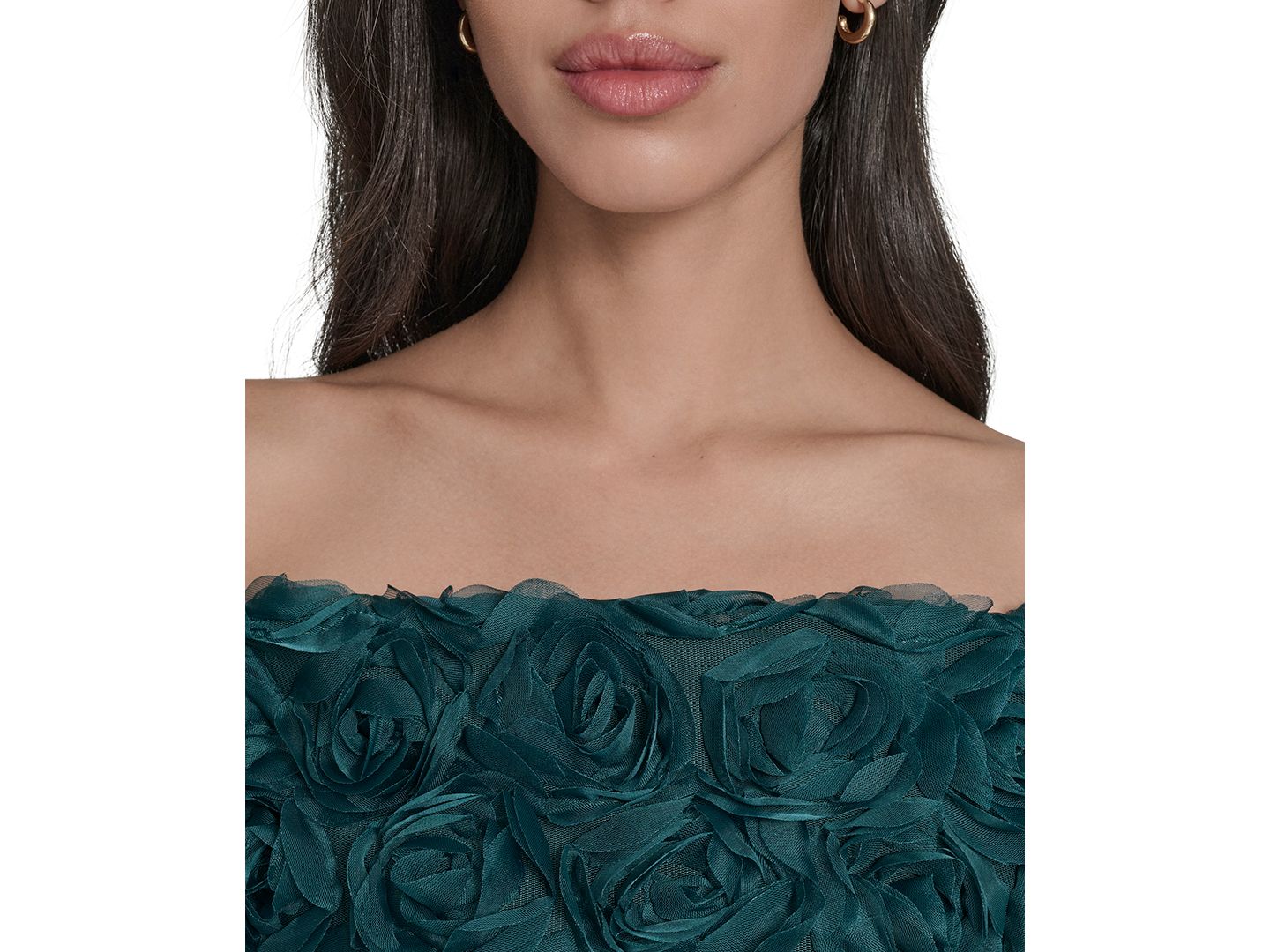 Женские платья Eliza J Off-The-Shoulder Side-Ruched Gown, цвет: Тёмно-зелёный — фото 4