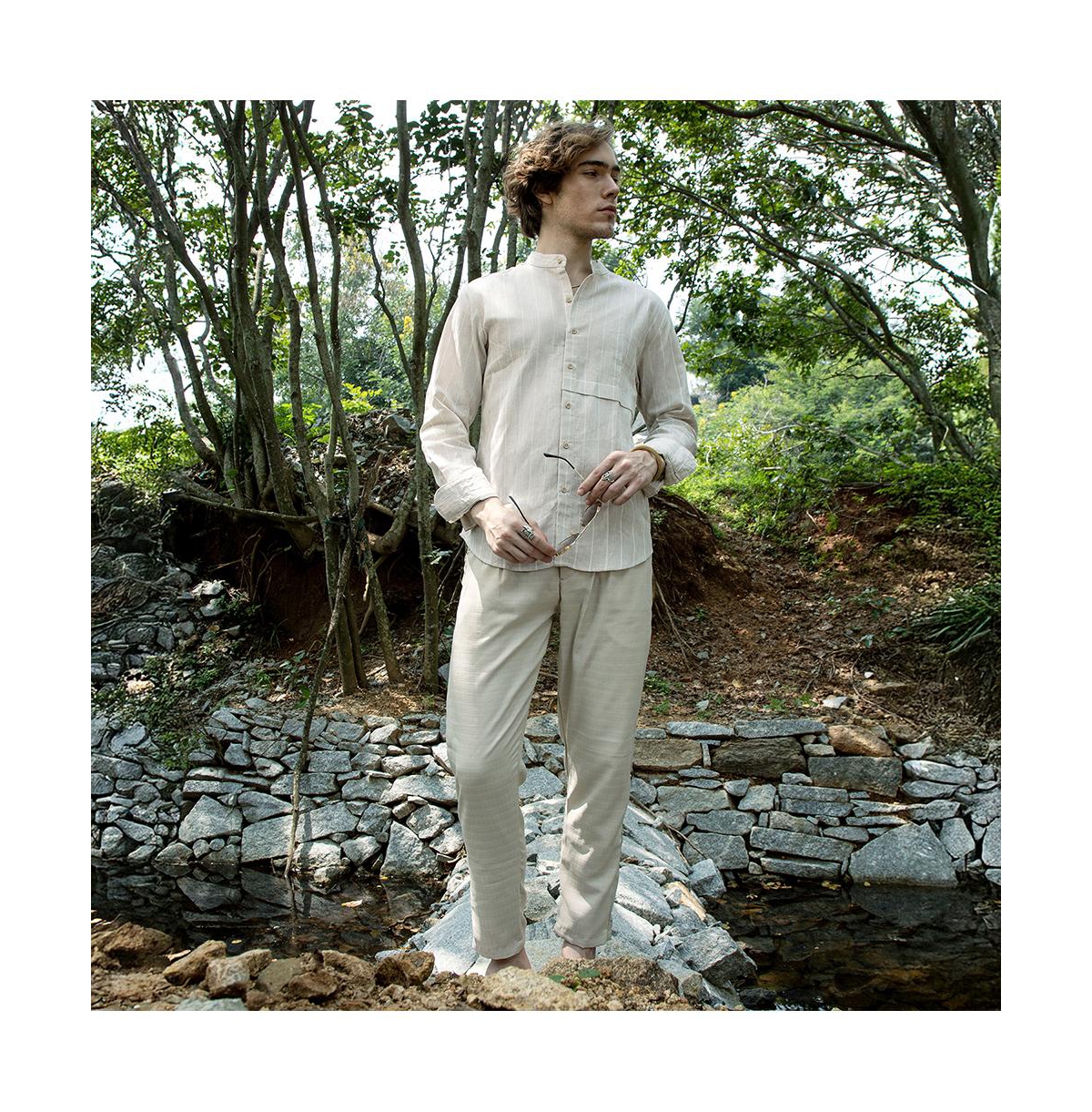 Campus Sutra Men's Pencil-Striped Shirt