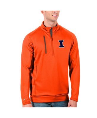 Antigua - Men's Orange/Charcoal Illinois Fighting Illini Generation Half-Zip Pullover Jacket