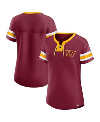 Fanatics - Women's Garnet Washington Commanders Lace-Up Bling T-shirt