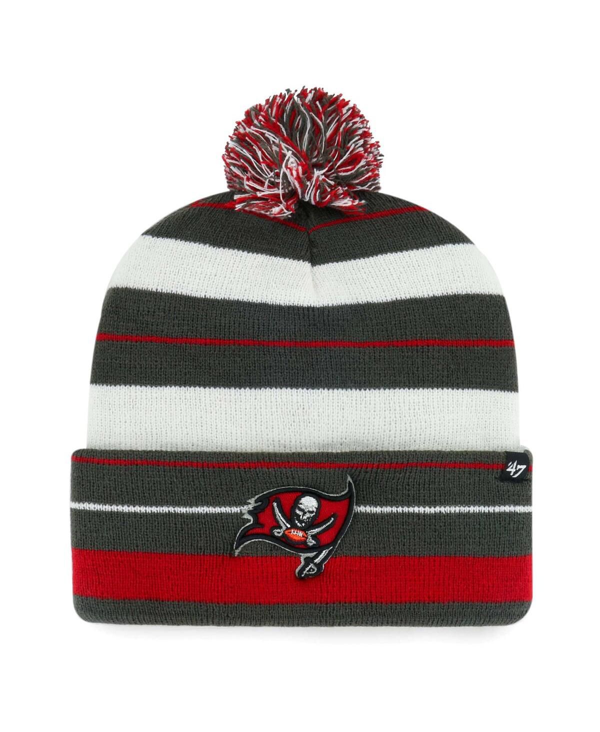 Мужская оловянная вязаная шапка Tampa Bay Buccaneers Powerline с манжетами и помпоном