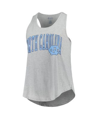 Women's Heather Gray North Carolina Tar Heels Arch Logo Racerback Scoop Neck Tank Top