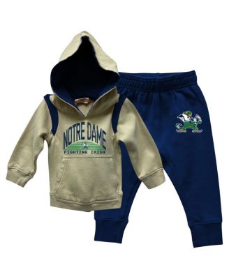 Wes & Willy - Baby Boys and Girls Notre Dame Fighting Irish Color block Pullover Hoodie and Sweatpants Set