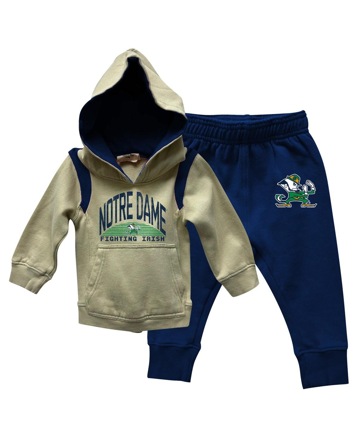 Wes & Willy Baby Boys And Girls Notre Dame Fighting Irish Color Block Pullover Hoodie And Sweatpants Set In Black