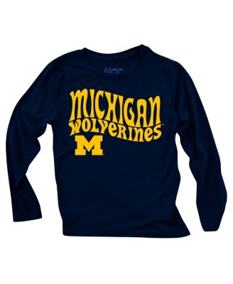 Baby Boys and Girls Michigan Wolverines Long Sleeve Top and Striped Tri-Blend Leggings Set