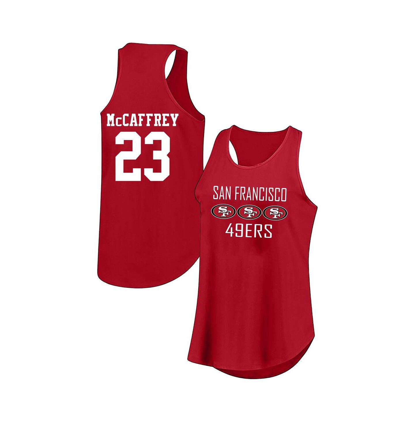 Женский топ Fanatics Christian McCaffrey Scarlet San Francisco 49ers Plus Size Name & Number — фото 1