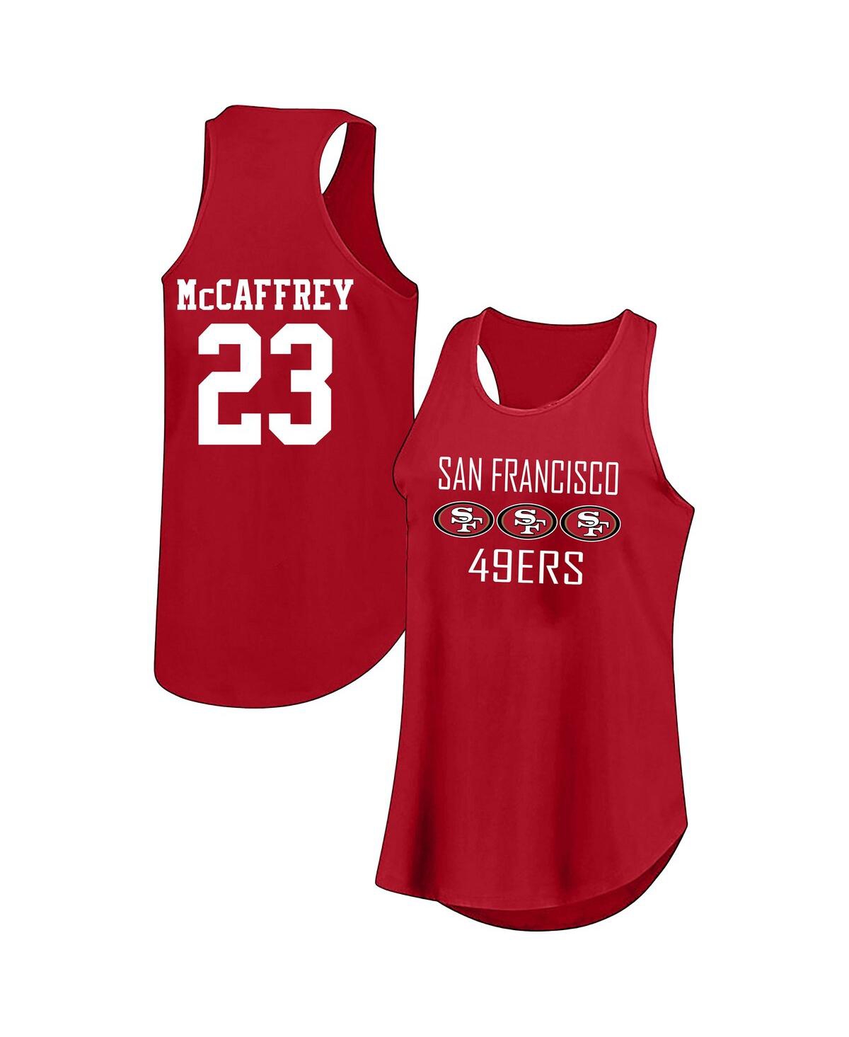 Fanatics Women's Christian Mccaffrey Scarlet San Francisco 49ers Plus Size Name Number Tank Top In Red