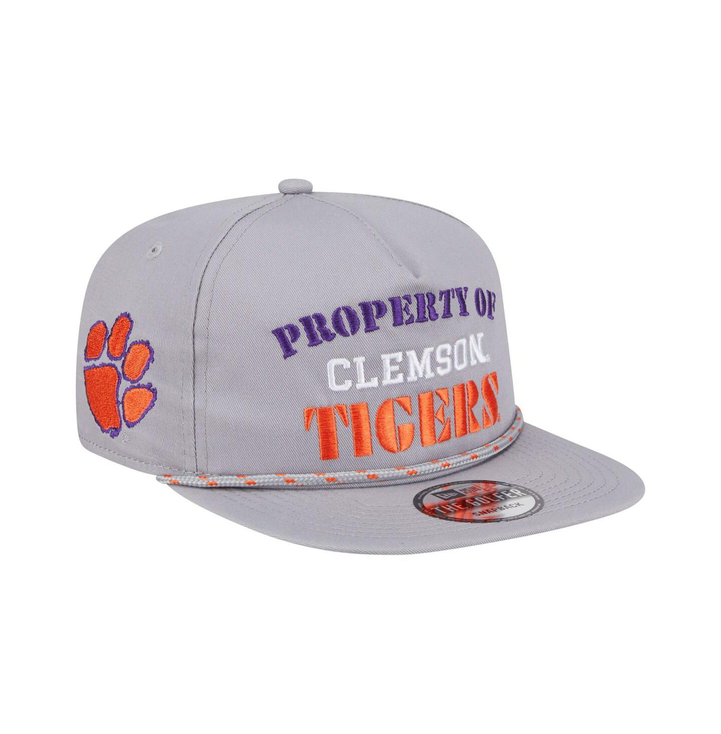 Мужская кепка New Era Gray Clemson Tigers Golfer Vintage Adjustable Hat — фото 1