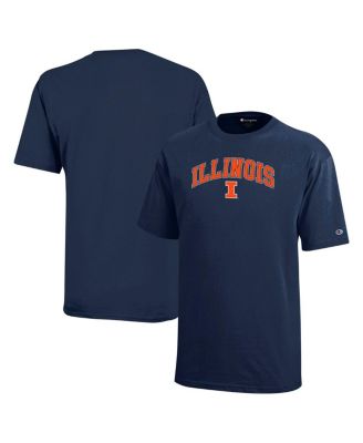 Champion - Big Boys and Girls Navy Illinois Fighting Illini Arch Over Logo T-shirt