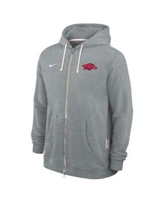 Men's Heather Gray Arkansas Razorbacks 2025 Sideline Performance Full-Zip Hoodie