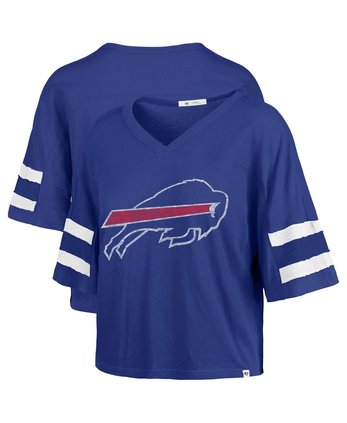 47 Brand '47 Royal Buffalo Bills Premier Scout Cropped V-neck T-shirt In Blue