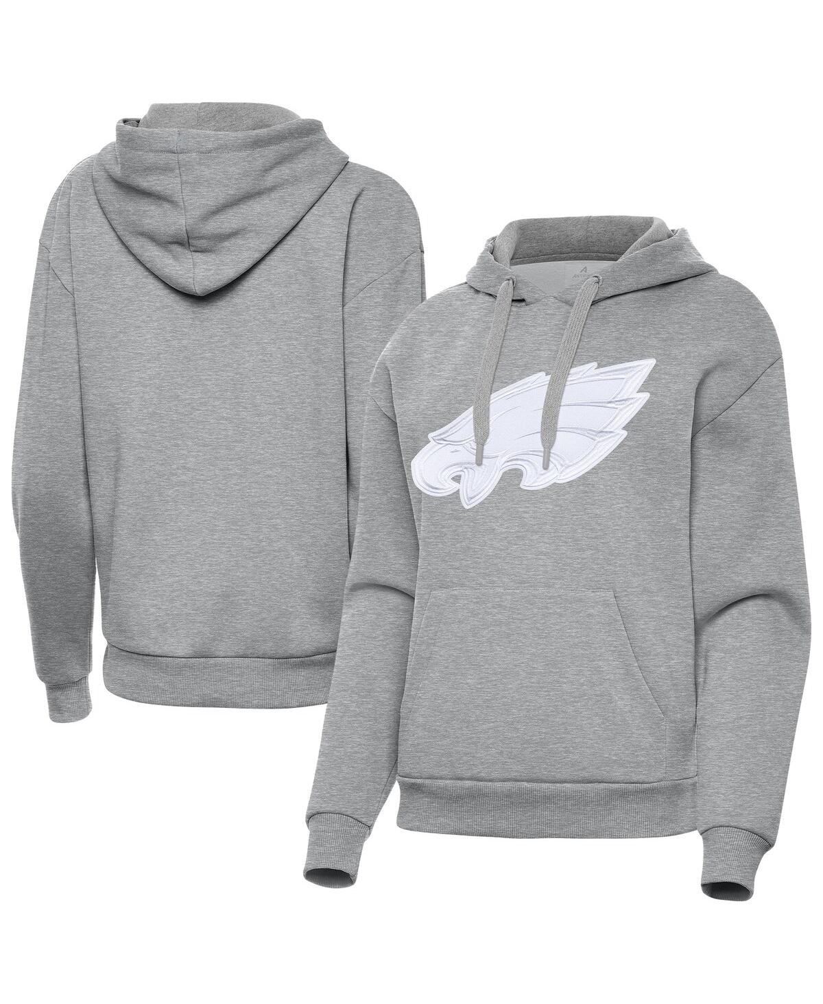 Antigua Women's Heather Gray Philadelphia Eagles Victory Pullover Hoodie